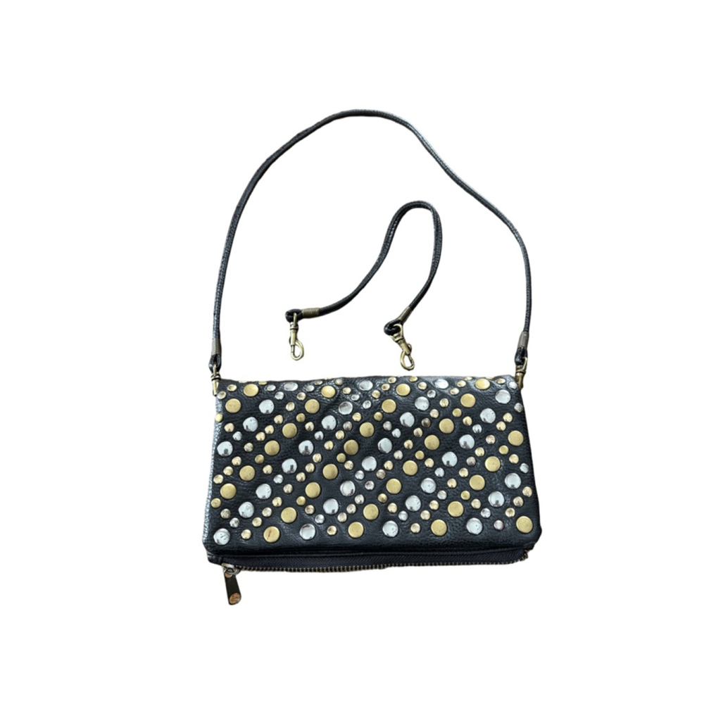 Women's Deena & Ozzy Black Gold Studded Clutch Wristlet One Size